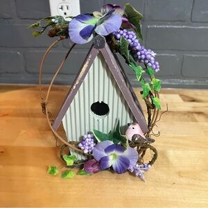 Spring Decorative Birdhouse 6”x8.5” Tabletop Accent Rustic Farmhouse Decor